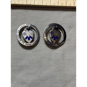 Pair US Army 30th Infantry Regiment Unit DI DUI Crest Insignia WW1 WW2 Marne